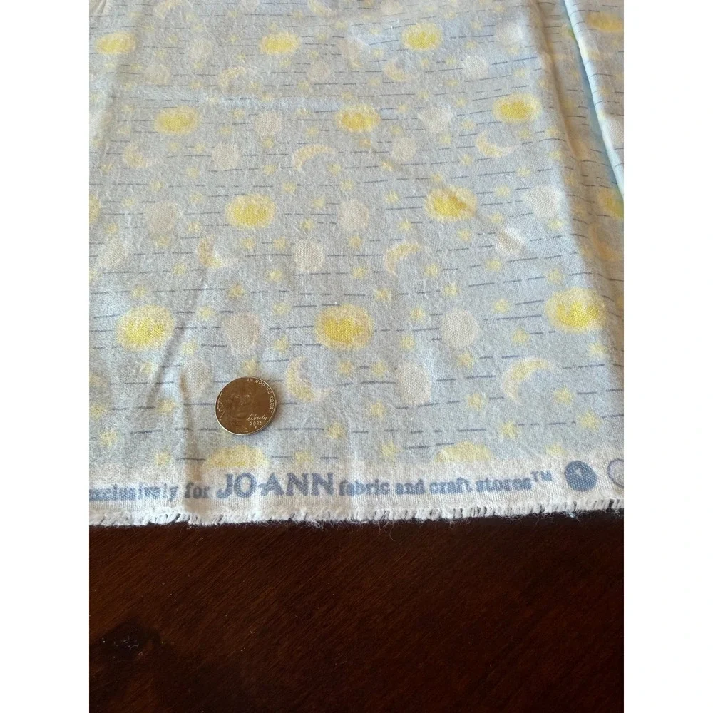 JOANN Snuggle Flannel Fabric 2.5 Yards Moon Stars Celestial Blue Yellow Cotton